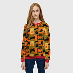 Свитшот женский Хэллоуин мозаика, цвет: 3D-красный — фото 2