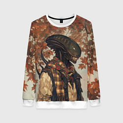 Женский свитшот Ксеноморф в клетчатом шарфе