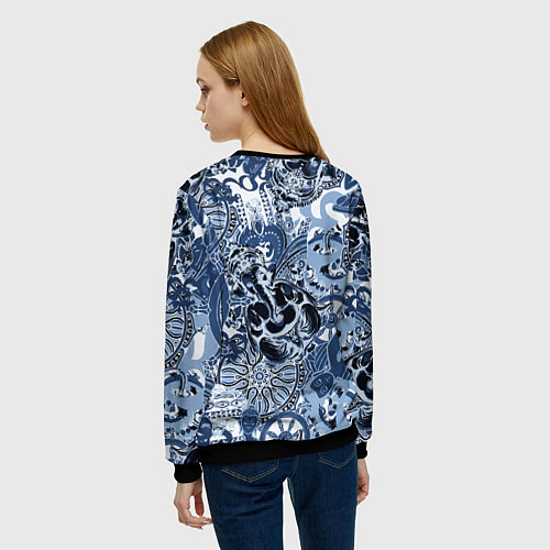 Женский свитшот Колеса сансары Будда и голова слона / 3D-Черный – фото 4