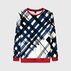 Женский свитшот Косая клетка бело-синяя