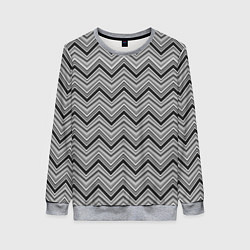 Свитшот женский Серо белый геометрический узор зигзаг, цвет: 3D-меланж
