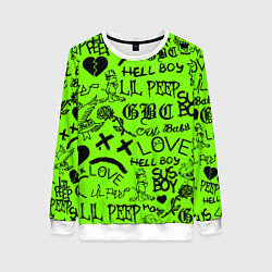 Свитшот женский Lil Peep кислотный паттерн, цвет: 3D-белый