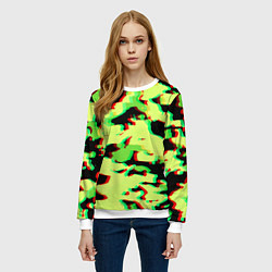 Свитшот женский Камуфляж зелёный глитч, цвет: 3D-белый — фото 2