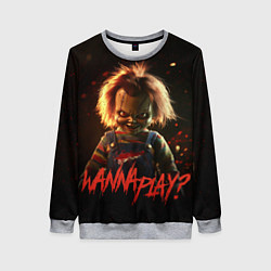 Свитшот женский Chucky wanna play?, цвет: 3D-меланж