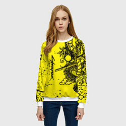 Свитшот женский Syberpunk dragon tatoo, цвет: 3D-белый — фото 2