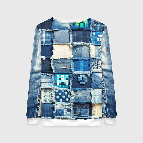 Женский свитшот Пэчворк из Minecraft / 3D-Белый – фото 2