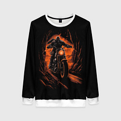 Свитшот женский Мотоциклист с черепом, цвет: 3D-белый