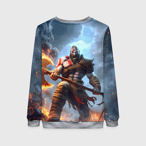 Женский свитшот Кратос в ярости / 3D-Меланж – фото 2