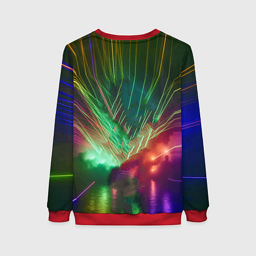 Женский свитшот Neon cyber dance - ai art fantasy / 3D-Красный – фото 2