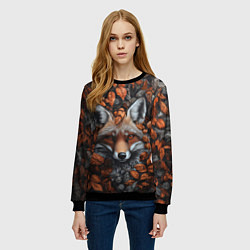 Свитшот женский Оранжевоглазый лис, цвет: 3D-черный — фото 2