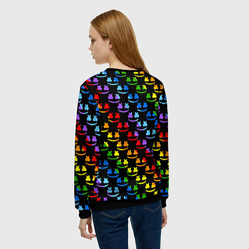 Женский свитшот Marshmello pattern neon / 3D-Черный – фото 4