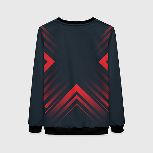 Женский свитшот Красный символ Deadlock на темном фоне со стрелкам / 3D-Черный – фото 2