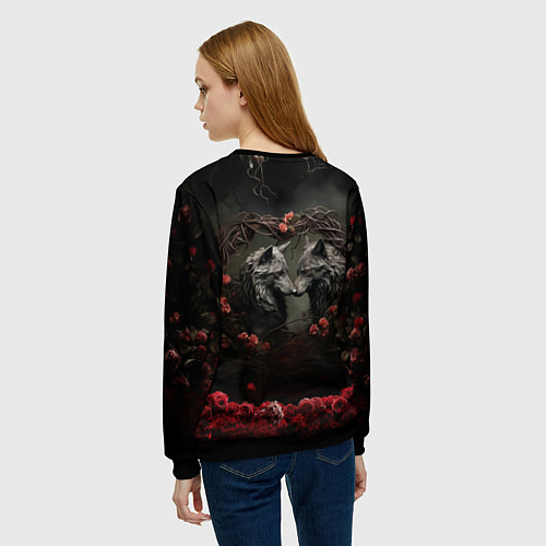 Женский свитшот Влюбленные волки / 3D-Черный – фото 4