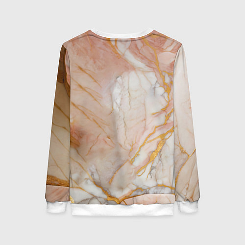 Женский свитшот Фарфоровый лебедь и солнце на розовом мраморе / 3D-Белый – фото 2