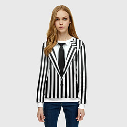 Свитшот женский Битлджус - полоски, цвет: 3D-белый — фото 2