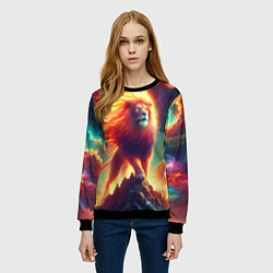Свитшот женский Космический лев - нейроарт фантазия, цвет: 3D-черный — фото 2