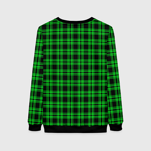 Женский свитшот Чёрно-зелёный клетчатый / 3D-Черный – фото 2