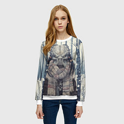 Свитшот женский Хищник в зимнем лесу, цвет: 3D-белый — фото 2