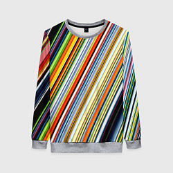 Свитшот женский Разноцветные полосы абстракция, цвет: 3D-меланж