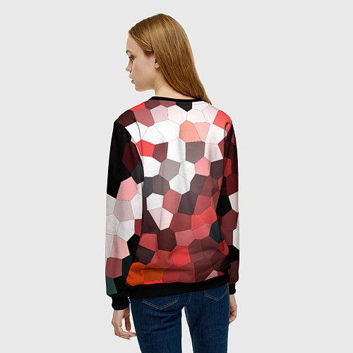 Женский свитшот Красно белая мозаика / 3D-Черный – фото 4
