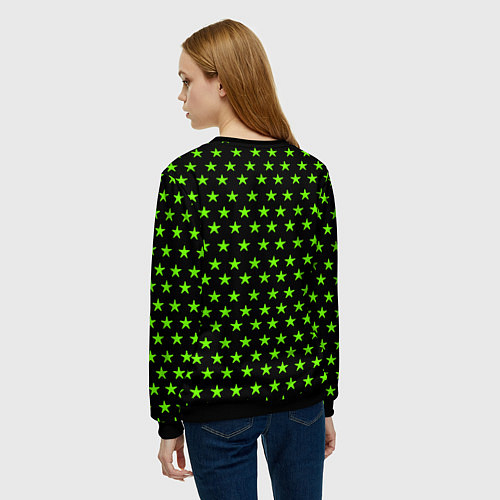 Женский свитшот DOOM кислотное лого звёзды / 3D-Черный – фото 4