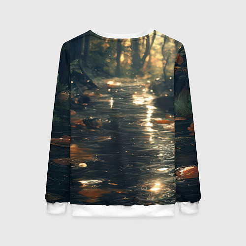 Женский свитшот Выдра в летнем пруду / 3D-Белый – фото 2