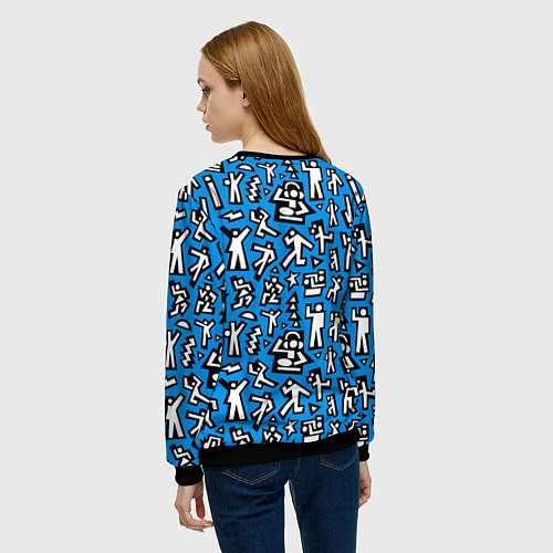 Женский свитшот Человечки паттерн / 3D-Черный – фото 4