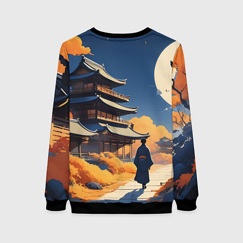 Женский свитшот Азия ночь луна / 3D-Черный – фото 2