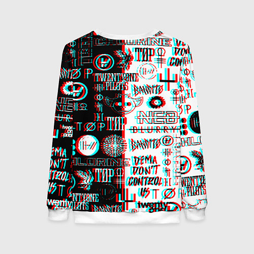 Женский свитшот Twenty one pilots glitch pattern / 3D-Белый – фото 2