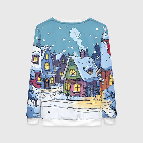 Женский свитшот Зимние домики иллюстрация / 3D-Белый – фото 2