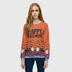 Свитшот женский Happy Halloween pattern, цвет: 3D-меланж — фото 2