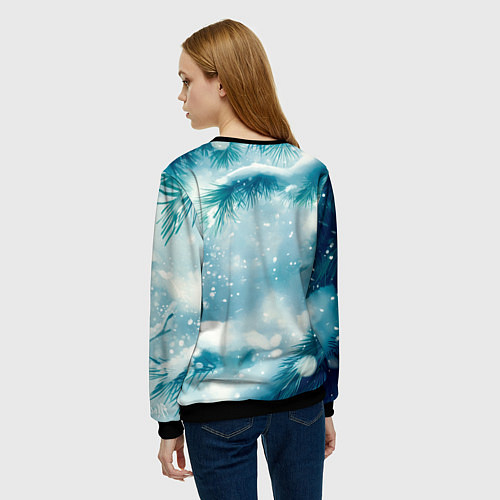 Женский свитшот Милая змейка на елочке / 3D-Черный – фото 4