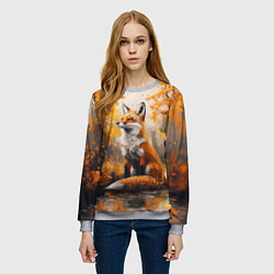 Свитшот женский Мечтательная лиса, цвет: 3D-меланж — фото 2