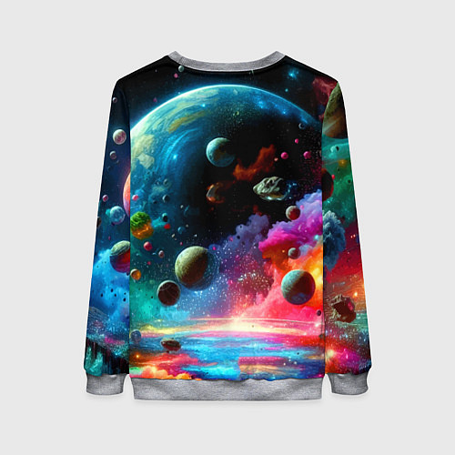 Женский свитшот Тоторо в открытом космосе - нейроарт / 3D-Меланж – фото 2