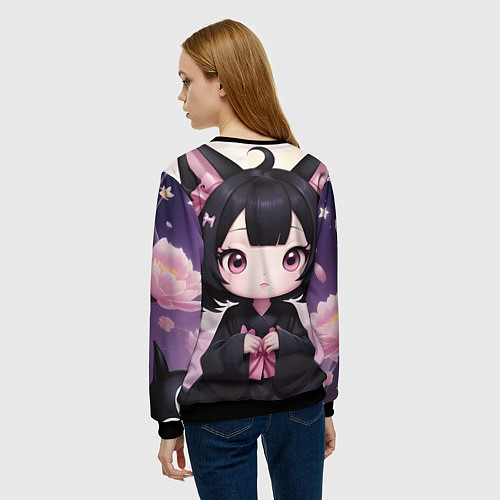Женский свитшот Куроми цветы / 3D-Черный – фото 4