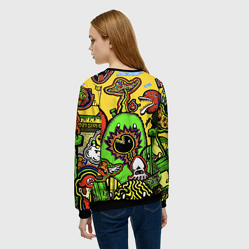 Женский свитшот Mario краски текстура / 3D-Черный – фото 4