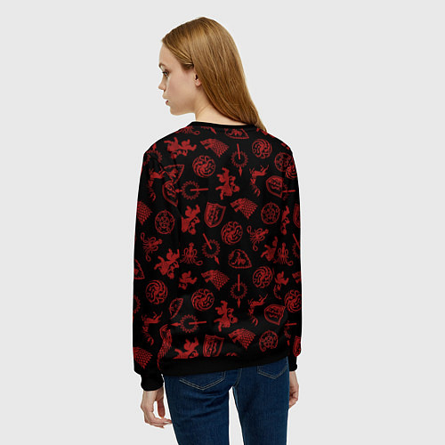 Женский свитшот Houses logo pattern Game of Thrones / 3D-Черный – фото 4
