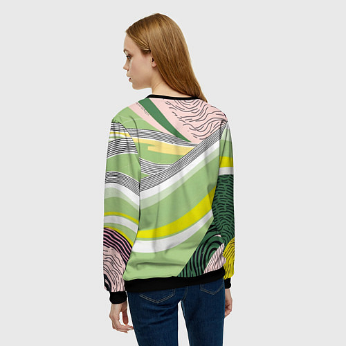 Женский свитшот Салатовая абстракция / 3D-Черный – фото 4