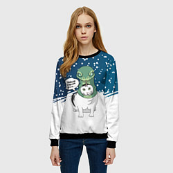 Свитшот женский Символ года - Кот змея, цвет: 3D-черный — фото 2