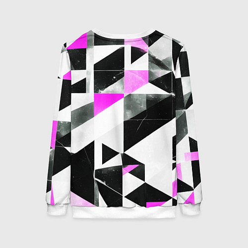 Женский свитшот Black and pink abstraction on a white background / 3D-Белый – фото 2