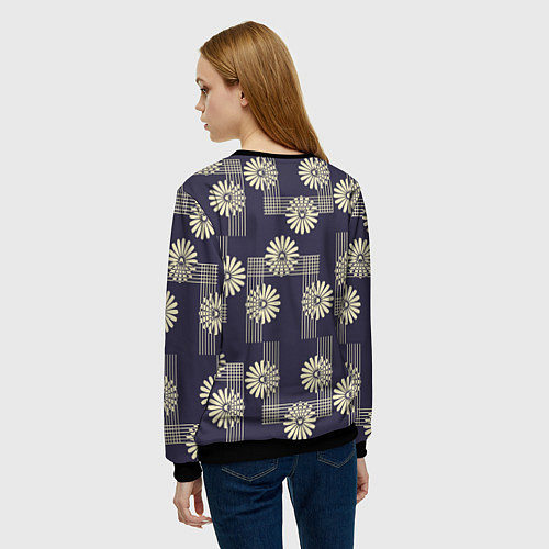 Женский свитшот Цветочный геометрический узор / 3D-Черный – фото 4
