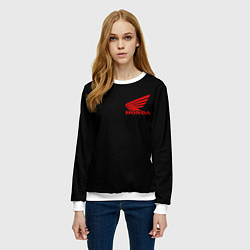 Свитшот женский Honda red logo auto steel, цвет: 3D-белый — фото 2
