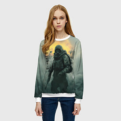 Свитшот женский Stalker зараженный город в тумане, цвет: 3D-белый — фото 2