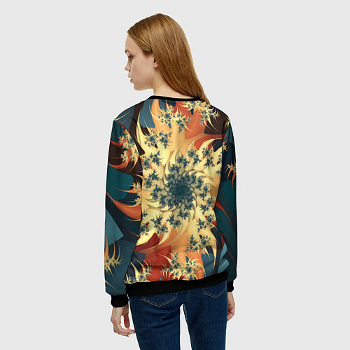 Женский свитшот Оптические узоры фракталы / 3D-Черный – фото 4