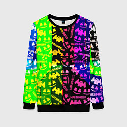 Свитшот женский Marshmello pattern neon steel, цвет: 3D-черный