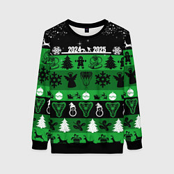 Женский свитшот Новогодняя с оленями и змеями