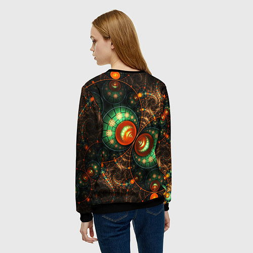 Женский свитшот Фрактальный узор абстрактный / 3D-Черный – фото 4