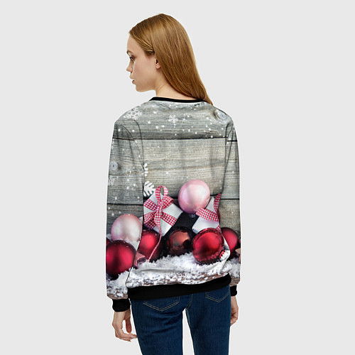 Женский свитшот Новогодние подарки / 3D-Черный – фото 4