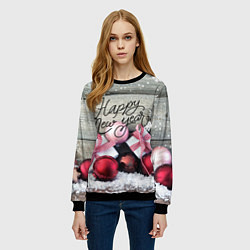 Свитшот женский Новогодние подарки, цвет: 3D-черный — фото 2