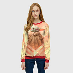 Свитшот женский Малыш Грогу, цвет: 3D-красный — фото 2